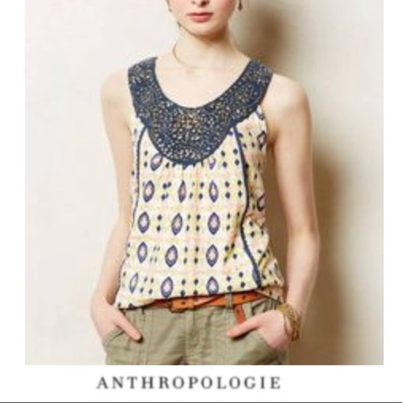 Anthropologie Tops - Anthropologie Akemi Kin Ikat Print Crochet Top EUC